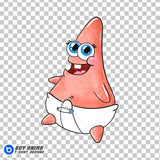 Baby Patrick Spongebob Watercolor Clipart PNG Hand Drawn Illustration #2