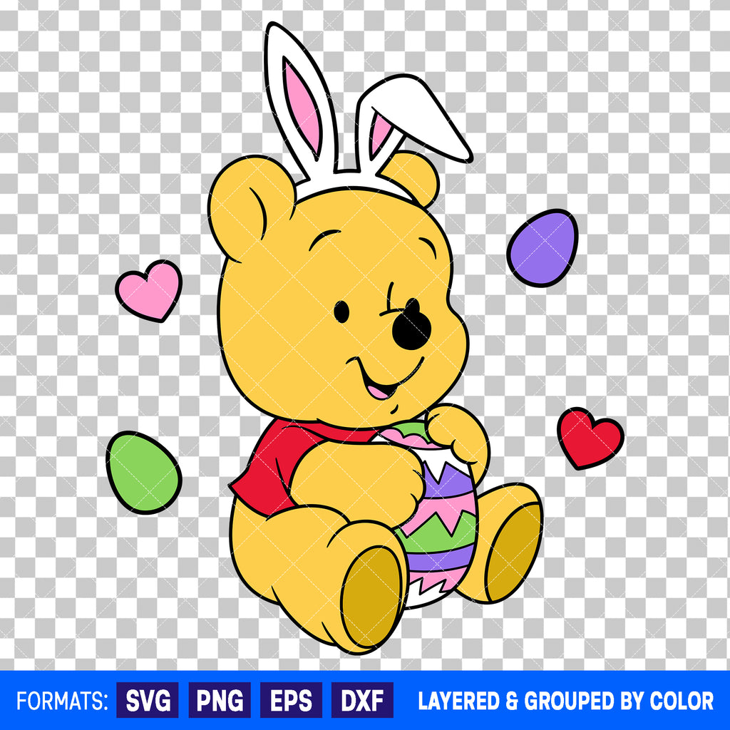 Baby Pooh Easter SVG Cut File for Cricut and Silhouette