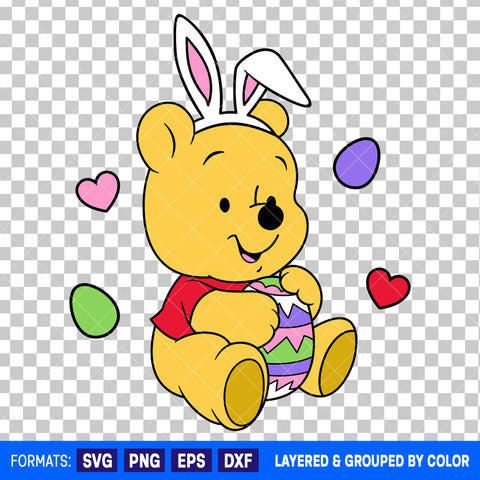 Baby Pooh Easter SVG Cut File for Cricut and Silhouette