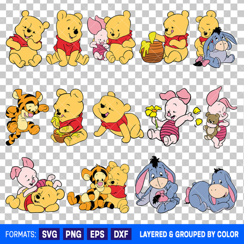 Baby Pooh And Friends Bundle SVG Cut Files for Cricut and Silhouette