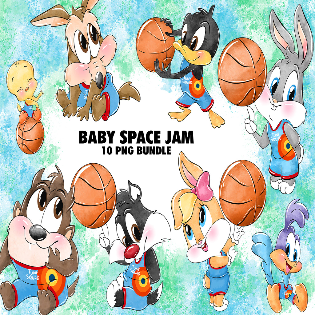Baby Space Jam Watercolor Clipart PNG Bundle