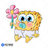Baby Spongebob Watercolor Clipart PNG Hand Drawn Illustration #2