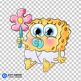 Baby Spongebob Watercolor Clipart PNG Hand Drawn Illustration #2
