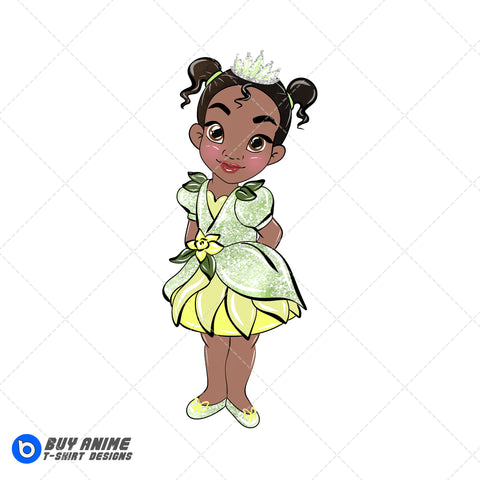 Baby Tiana Princess and the Frog Watercolor Clipart PNG Hand Drawn Illustration