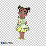Baby Tiana Princess and the Frog Watercolor Clipart PNG Hand Drawn Illustration