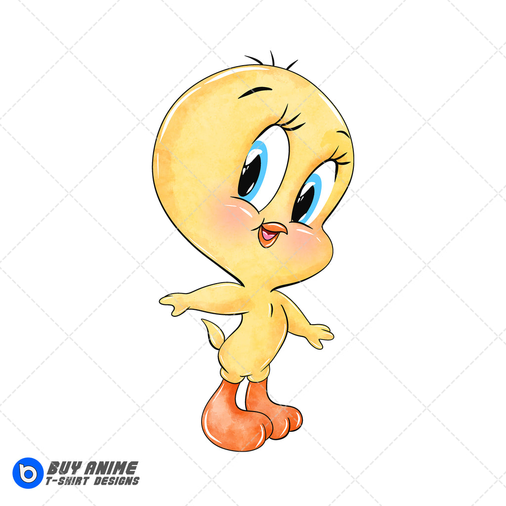 Baby Tweety Bird Looney Tunes Watercolor Clipart PNG Hand Drawn Illustration