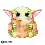 Baby Yoda Star Wars Watercolor Clipart PNG Hand Drawn Illustration