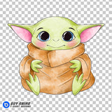 Baby Yoda Star Wars Watercolor Clipart PNG Hand Drawn Illustration