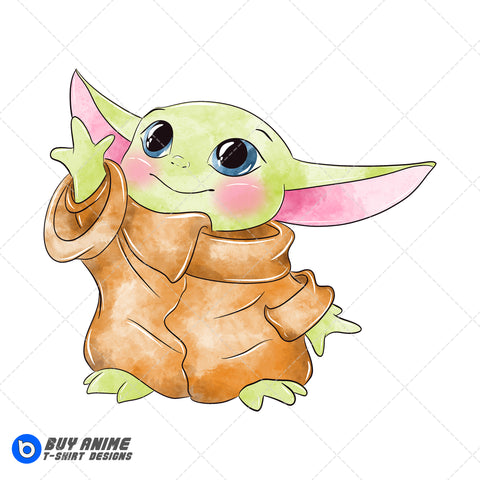 Baby Yoda Star Wars Watercolor Clipart PNG Hand Drawn Illustration #2