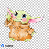 Baby Yoda Star Wars Watercolor Clipart PNG Hand Drawn Illustration #2