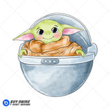Baby Yoda Star Wars Watercolor Clipart PNG Hand Drawn Illustration #3