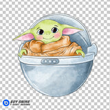 Baby Yoda Star Wars Watercolor Clipart PNG Hand Drawn Illustration #3
