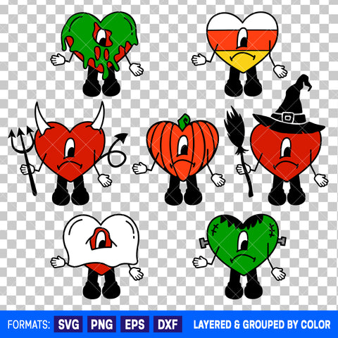 Bad Bunny Halloween Hearts Bundle SVG Cut Files for Cricut and Silhouette
