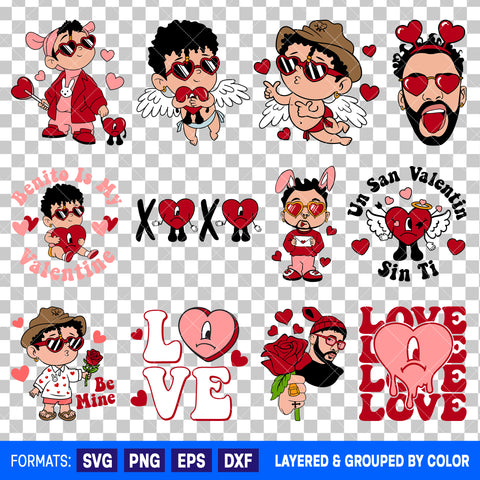 Bad Bunny Valentines Day Bundle SVG Cut Files for Cricut and Silhouette
