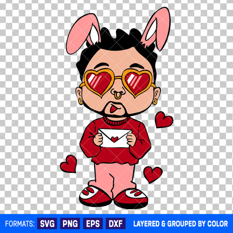 Bad Bunny Valentines Day SVG Cut File for Cricut and Silhouette #2