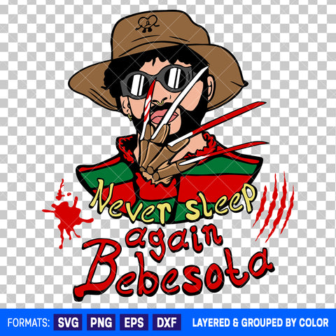 Bad Bunny x Freddy Krueger Halloween SVG Cut File for Cricut and Silhouette