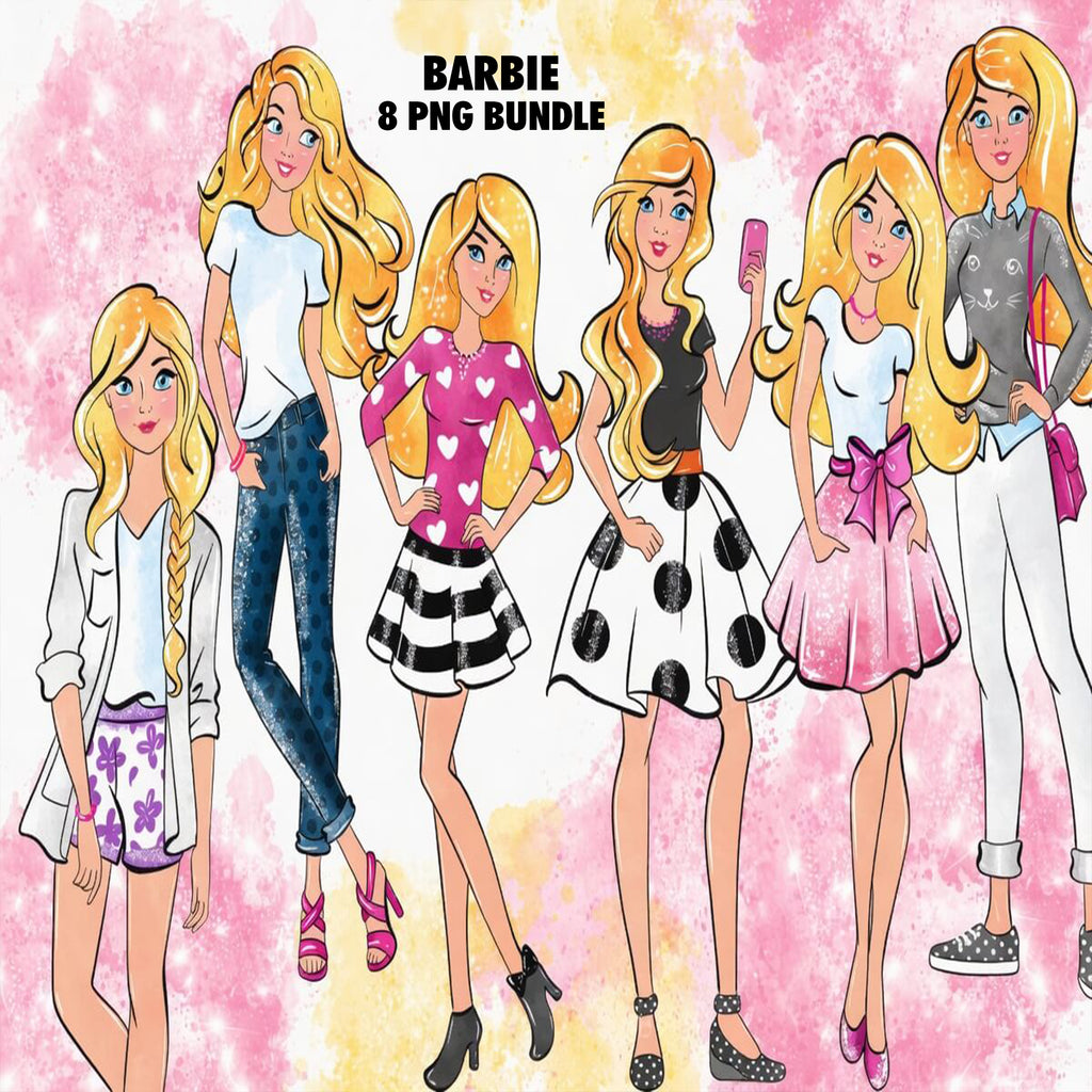 Barbie Watercolor Clipart PNG Bundle #2