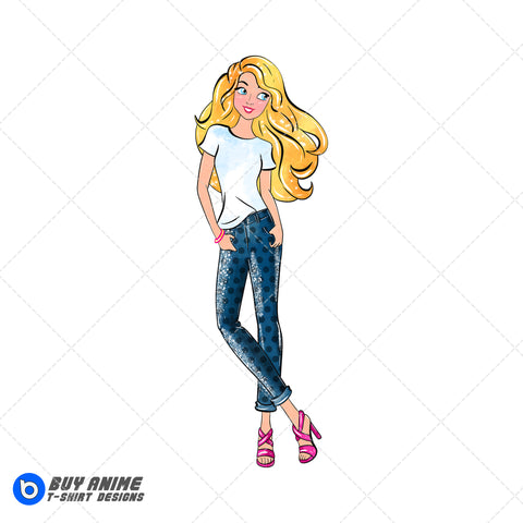 Barbie Watercolor Clipart PNG Hand Drawn Illustration #2