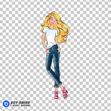 Barbie Watercolor Clipart PNG Hand Drawn Illustration #2