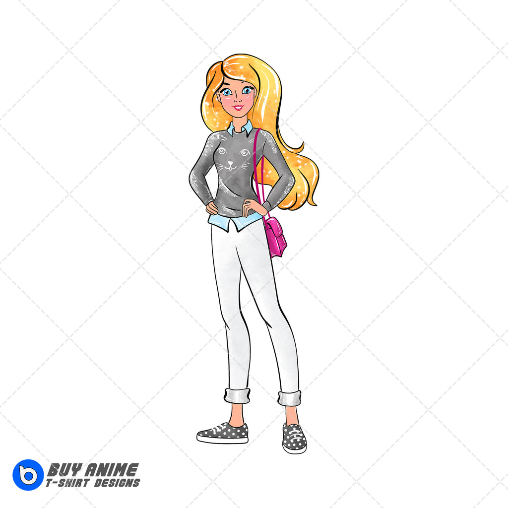 Barbie Watercolor Clipart PNG Hand Drawn Illustration #3