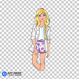 Barbie Watercolor Clipart PNG Hand Drawn Illustration #6