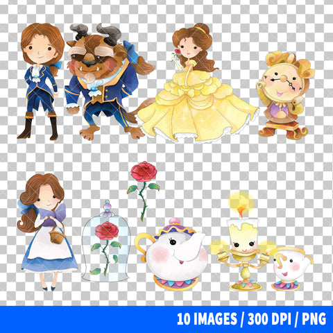 Beauty And The Beast Clipart PNG Bundle #3