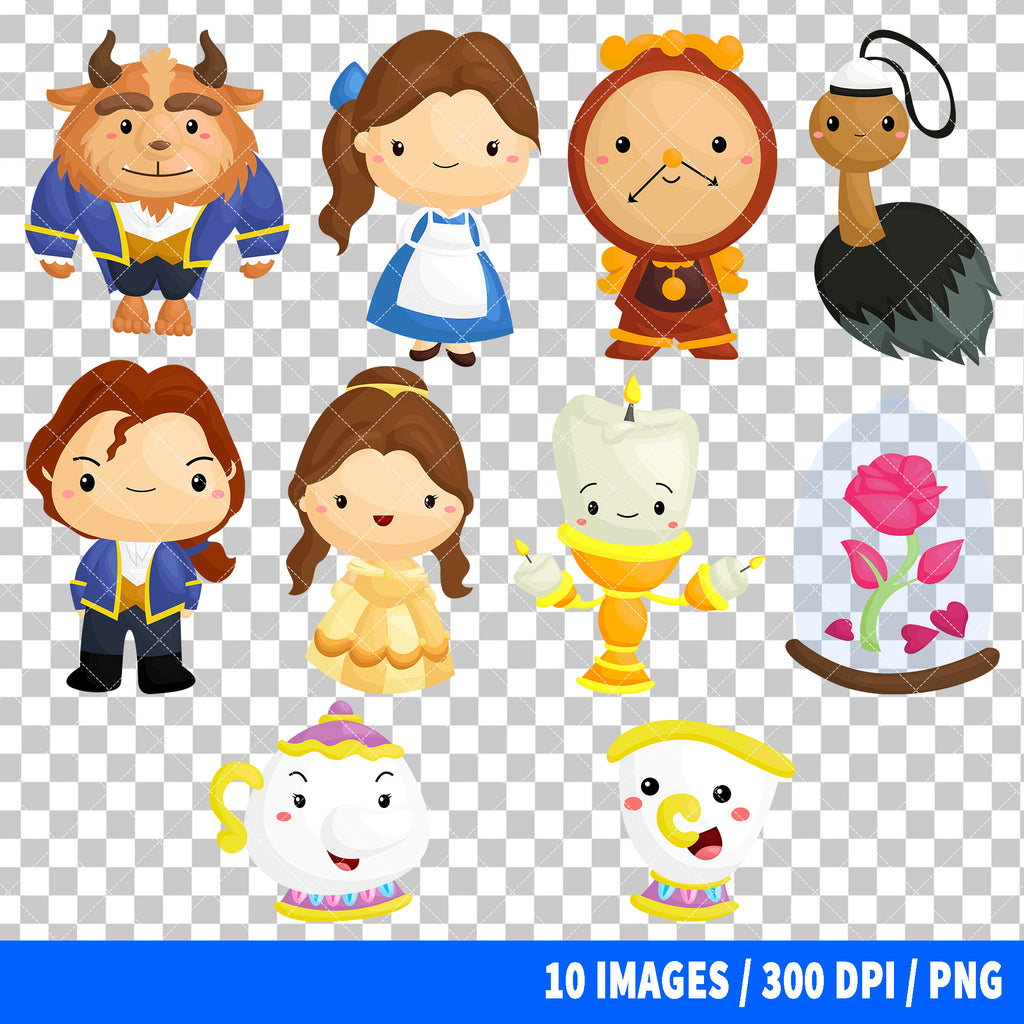 Beauty And The Beast Clipart PNG Bundle