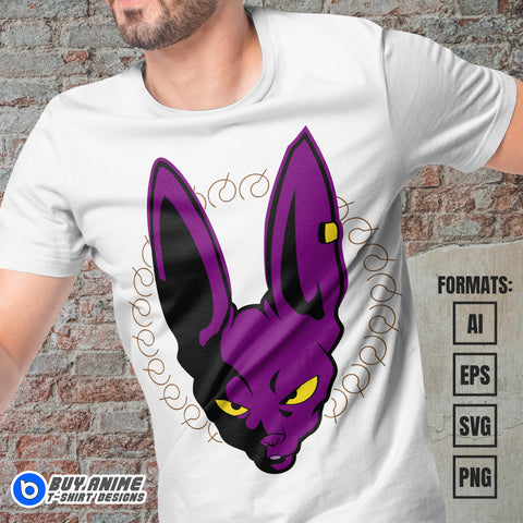 Beerus Dragon Ball Vector T-shirt Design Template
