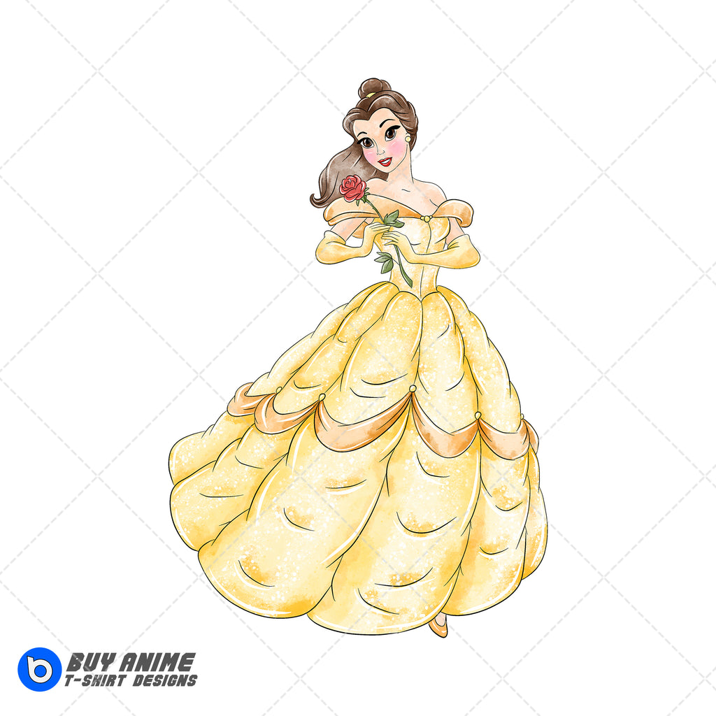 Belle Beauty and the Beast Watercolor Clipart PNG Hand Drawn Illustration