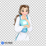 Belle Beauty and the Beast Watercolor Clipart PNG Hand Drawn Illustration