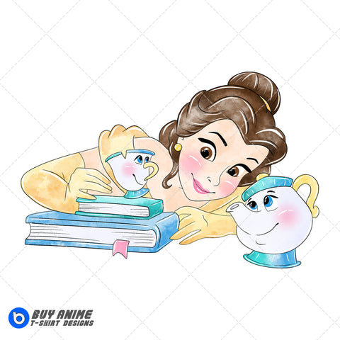 Belle Beauty and the Beast Watercolor Clipart PNG Hand Drawn Illustration #3