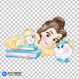 Belle Beauty and the Beast Watercolor Clipart PNG Hand Drawn Illustration #3