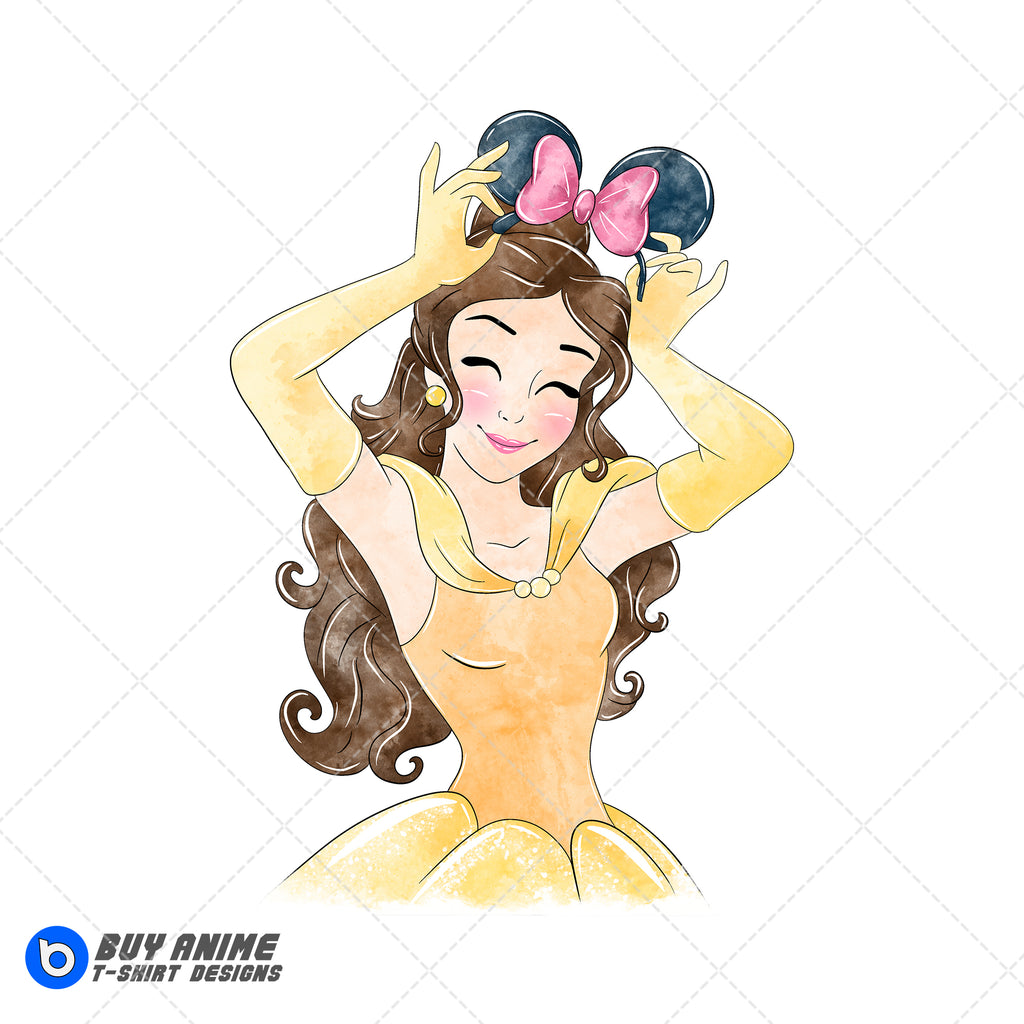 Belle Beauty and the Beast Watercolor Clipart PNG Hand Drawn Illustration #4