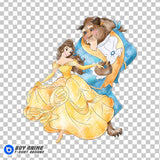 Belle and Beast Beauty and the Beast Watercolor Clipart PNG Hand Drawn Illustration