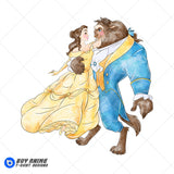 Belle and Beast Beauty and the Beast Watercolor Clipart PNG Hand Drawn Illustration #2