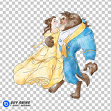 Belle and Beast Beauty and the Beast Watercolor Clipart PNG Hand Drawn Illustration #2