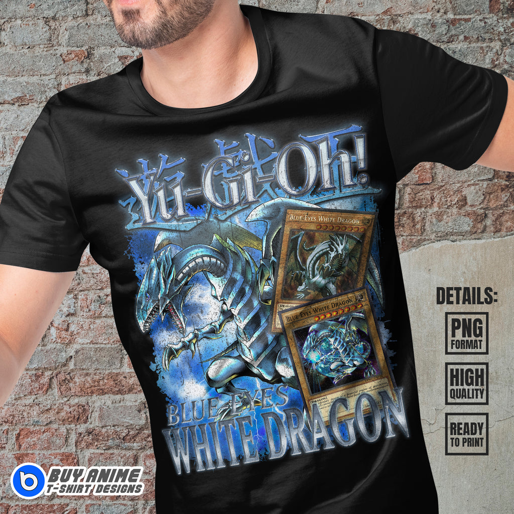 Blue Eyes White Dragon Yu Gi Oh Anime Bootleg T-shirt Design
