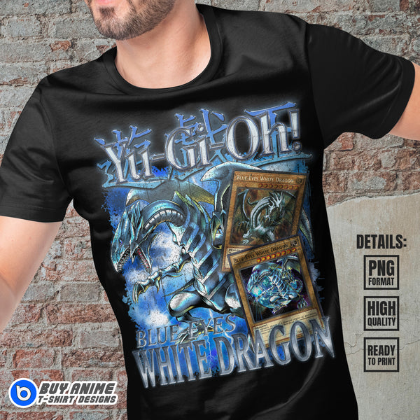 Premium Blue Eyes White Dragon Yu Gi Oh Anime Bootleg T-shirt Design ...