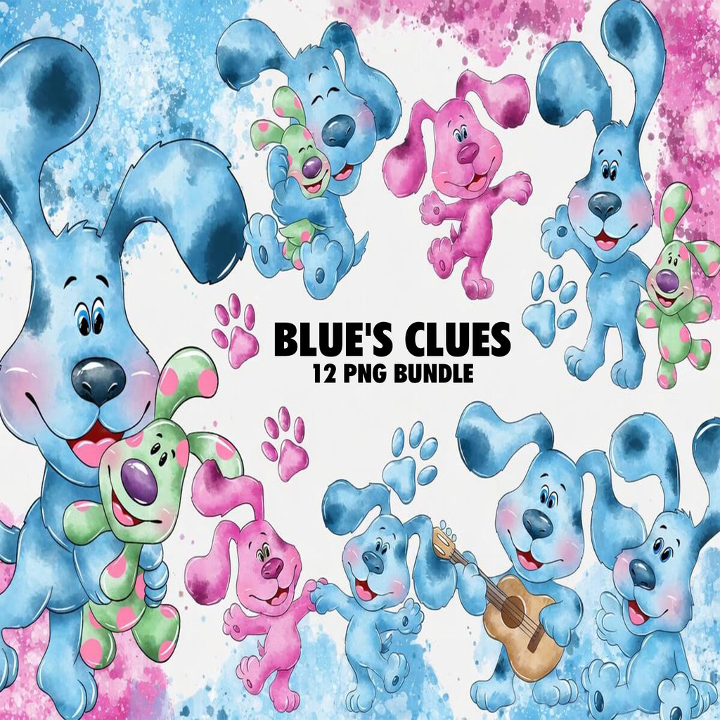 Blues Clues Watercolor Clipart PNG Bundle