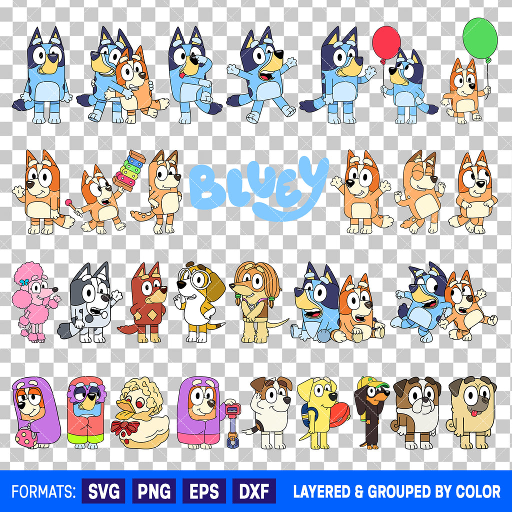 Bluey Characters Bundle SVG Cut Files for Cricut and Silhouette