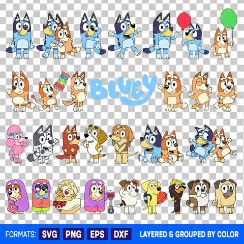 Bluey Characters Bundle SVG Cut Files for Cricut and Silhouette