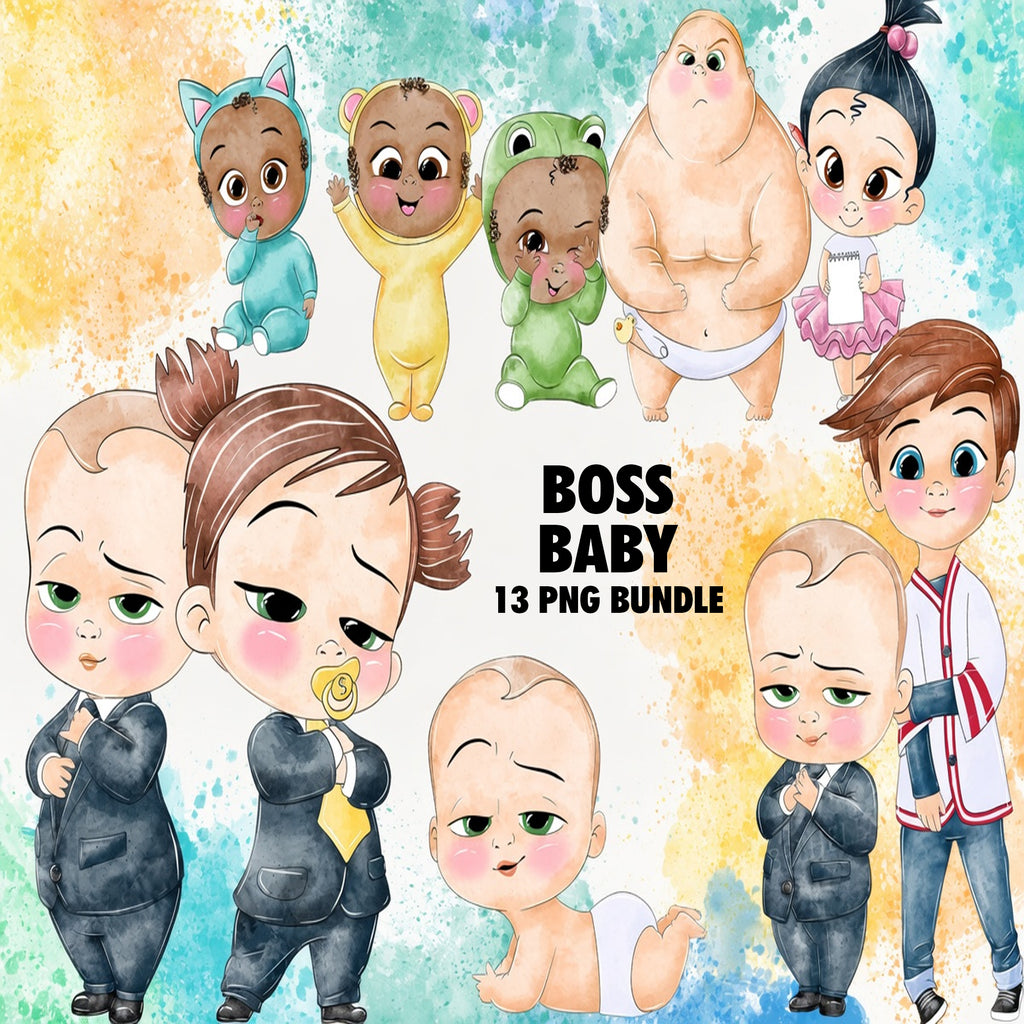 Boss Baby Watercolor Clipart PNG Bundle