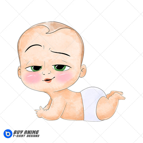 Boss Baby Watercolor Clipart PNG Hand Drawn Illustration #3
