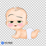 Boss Baby Watercolor Clipart PNG Hand Drawn Illustration #3