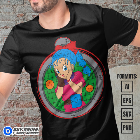 Bulma Dragon Ball Vector T-shirt Design Template