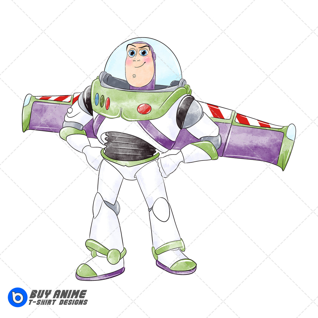 Buzz Lightyear Toy Story Watercolor Clipart PNG Hand Drawn Illustration