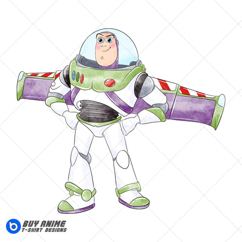 Buzz Lightyear Toy Story Watercolor Clipart PNG Hand Drawn Illustration