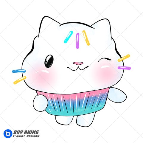 Cakey Cat Gabby's Dollhouse Watercolor Clipart PNG Hand Drawn Illustration