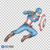 Captain America Watercolor Clipart PNG Hand Drawn Illustration