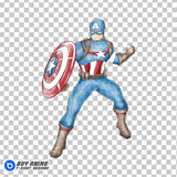 Captain America Watercolor Clipart PNG Hand Drawn Illustration #2